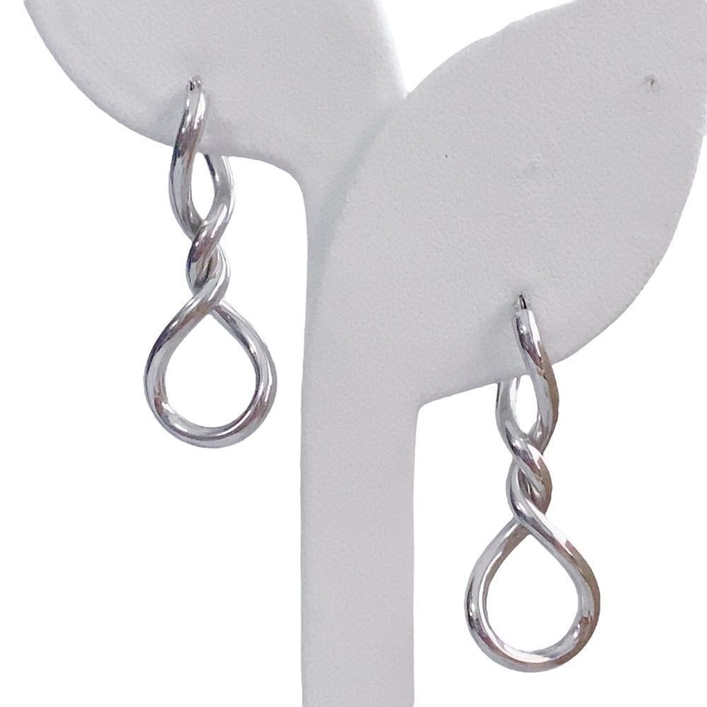 14K 14KT Milor Italy Modernist Geometric Double Twisted Hoop Shape Edgy Earrings